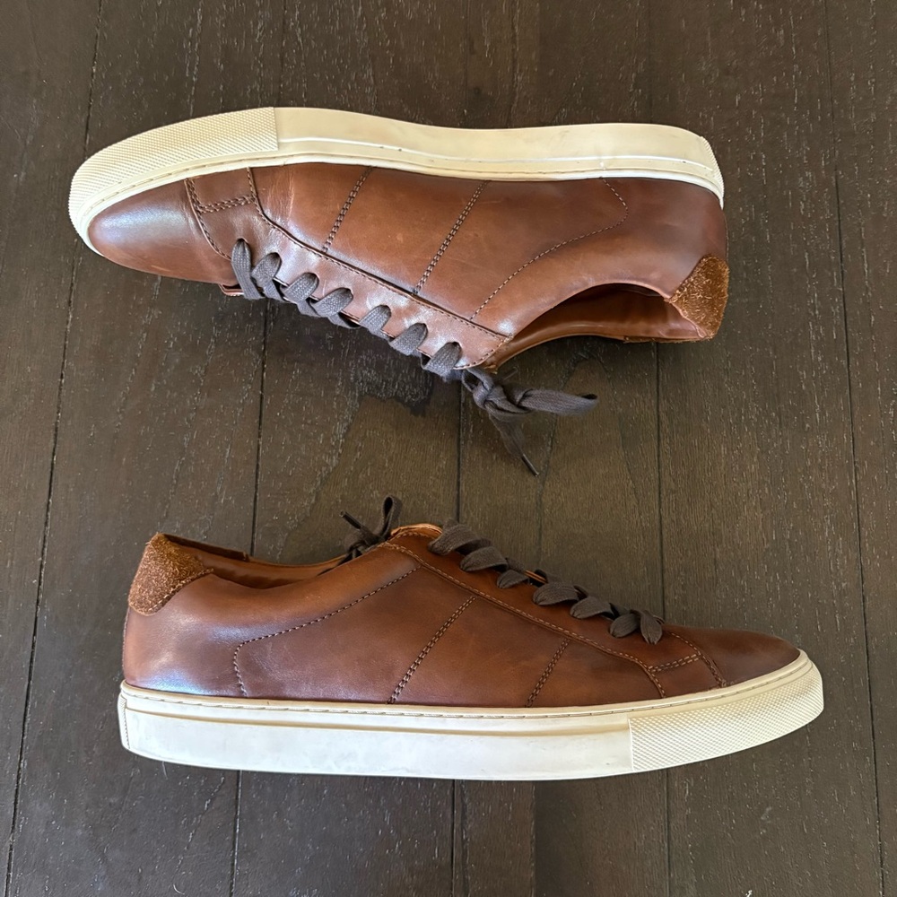 Nordstrom Brown Leather Casual Sneakers Shoes‎ Men’s Size 13 Neutral